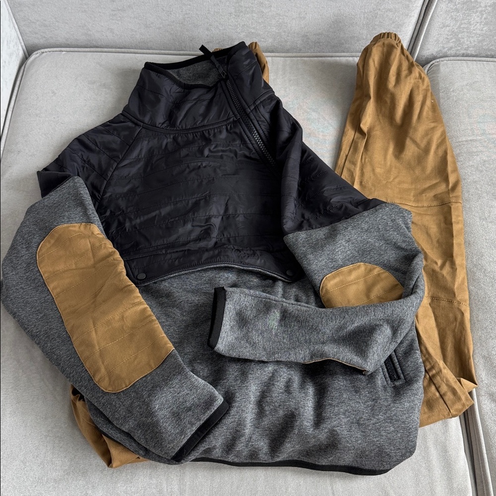 Tuxy Lodge Suit Black, Gray and Light Brown Small - Picture 2 of 4